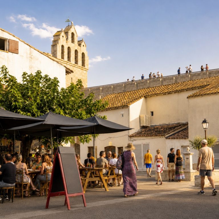Journée aux Saintes-Maries-de-la-Mer dans le centre du village et ses terrasses