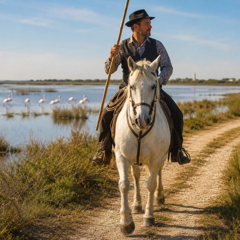 Gardian à cheval lors d’une excursion aux Saintes-Maries-de-la-Mer
